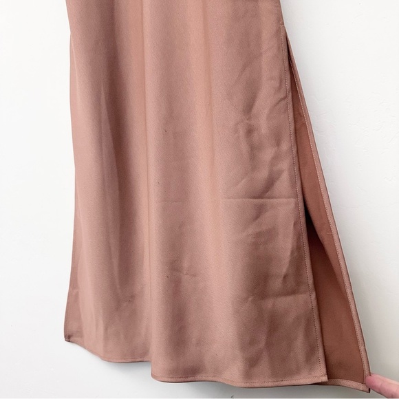 BHLDN Cali Satin Draped Cowl Neck Midi Slip Bridesmaid Dress Sedona - Picture 8 of 16